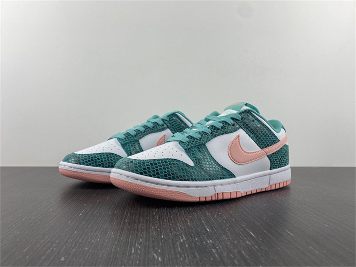 nike dunk low snakeskin washed teal bleached coral dr8577-300