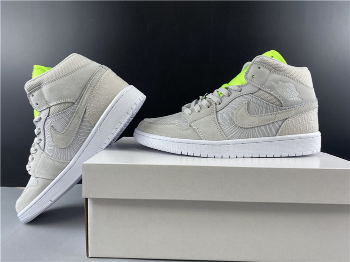 Jordan1 Mid Vast Grey Ghost Green CV3018-001