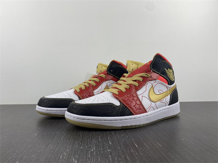 jordan 1 mid xq white black sport red dv0576-176