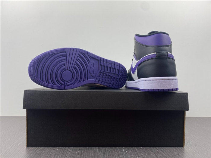 jordan1 mid white black purple 554724-095