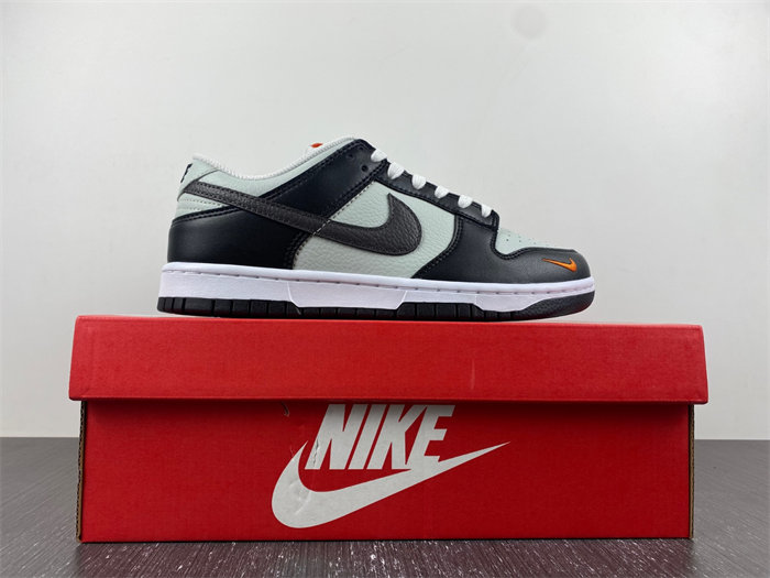 nike dunk low grey black orange mini swoosh fn7808-001