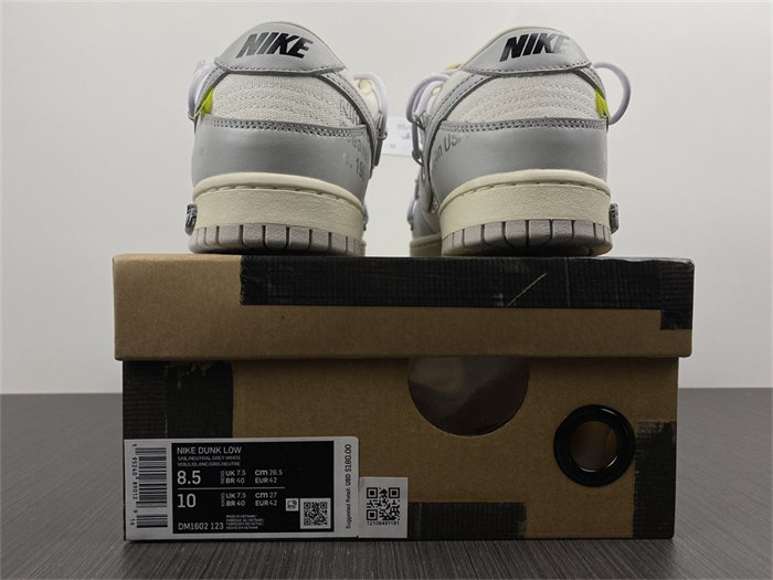 nike dunk low off-white lot 49 dm1602-123