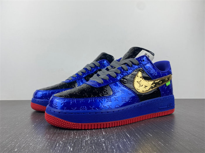 Louis Vuitton Nike Air Force 1 Low By Royal blue Black Gold Red