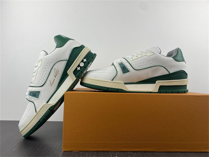 l**v trainer sneaker low white green 1a54hm