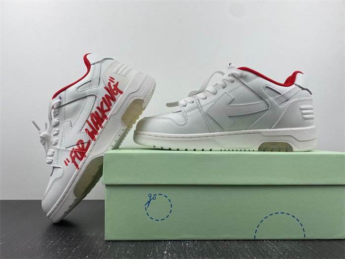 OFF-WHITE Out Of Office "OOO" Low Tops For Walking White White Red FW21 OMIA189F21LEA0030125