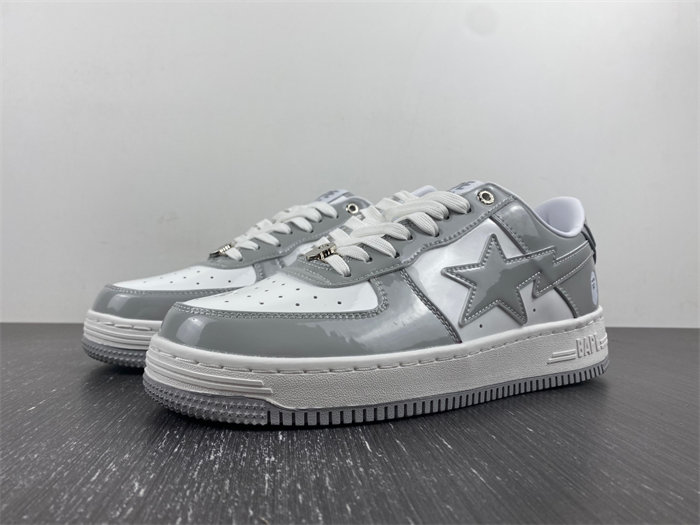 a bathing ape bape sta patent leather white grey 1i70-191-022