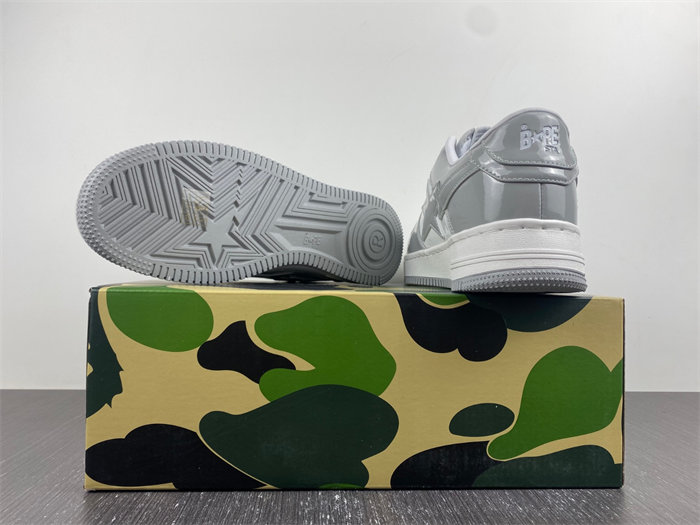 A Bathing Ape Bape Sta Patent Leather White Grey 1I70-191-022