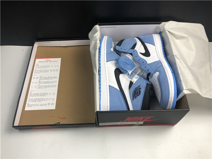 Jordan1 White University Blue Black 555088-134