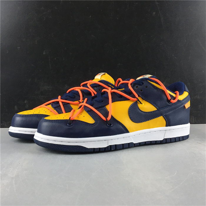 nike dunk low off-white university gold midnight navy ct0856-700