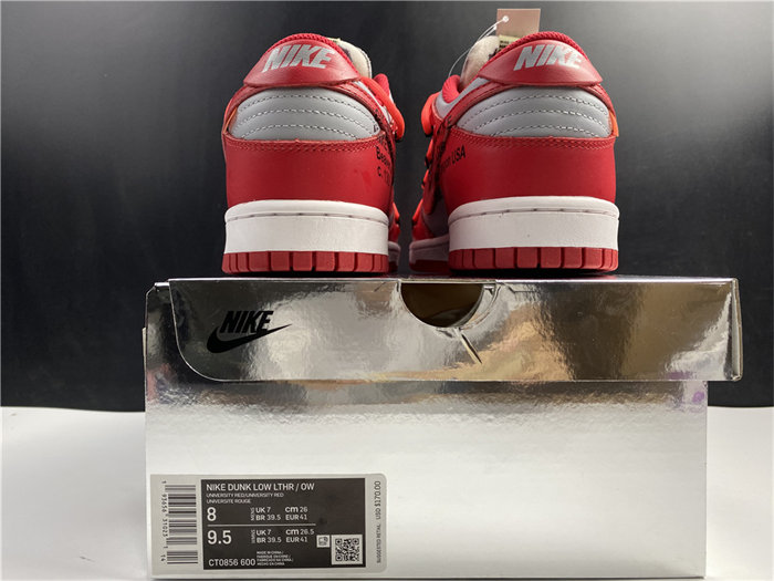 nike dunk low off-white university red ct0856-600