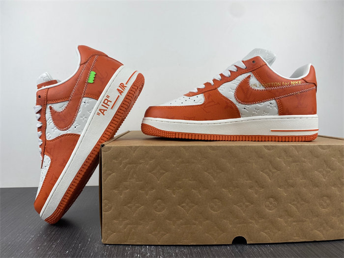 louis vuitton nike air force 1 low by virgil abloh white orange