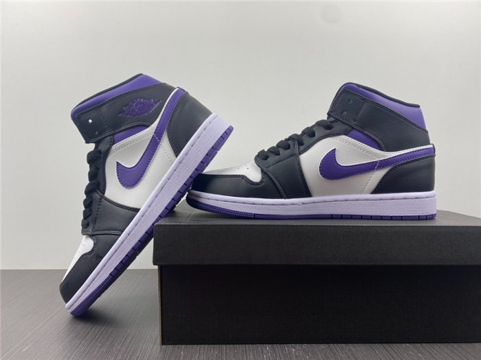 Jordan1 Mid White Black Purple 554724-095