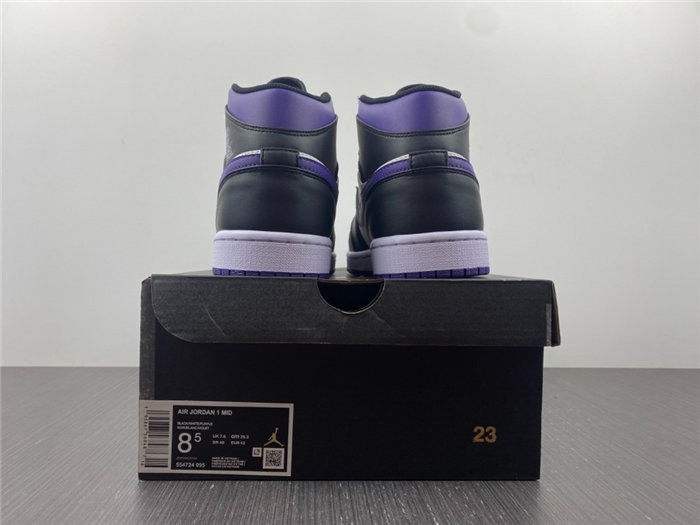 jordan1 mid white black purple 554724-095