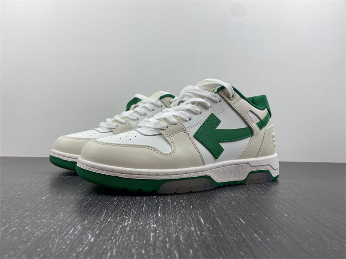 OFF-WHITE Out Of Office "OOO" Low Tops White Green 2021 OMIA189R21LEA0010155