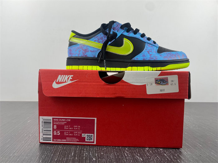 nike dunk low se acid wash baltic blue volt dv1694-900