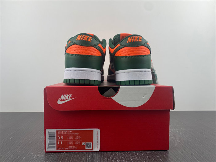 nike dunk low retro miami hurricanes dd1391-300