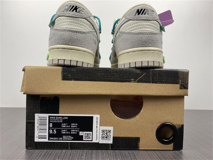 nike dunk low off-white lot 9 dm1602-109