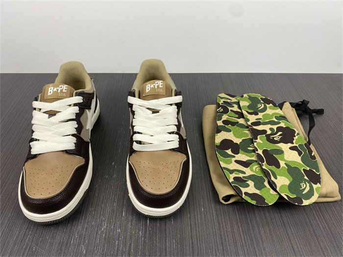 a bathing ape bape sk8 sta brown ivory