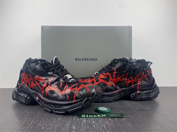 balenciaga runner black red