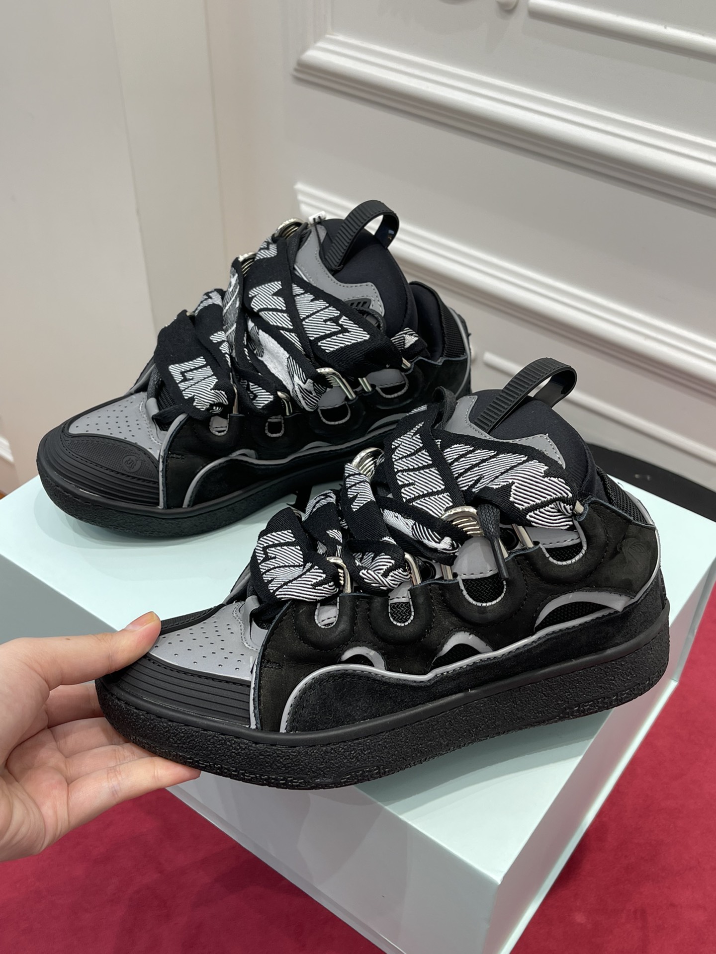 Lanvin Curb SneakerBlack Grey FM-SKRK11-REFL-P2210