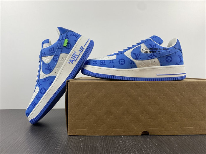 LV Nike Air Force 1 Low By Virgil Abloh White Royal