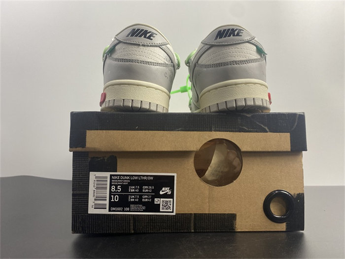 nike dunk low off-white lot 7 dm1602- 108