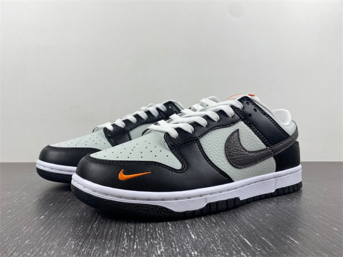 nike dunk low grey black orange mini swoosh fn7808-001