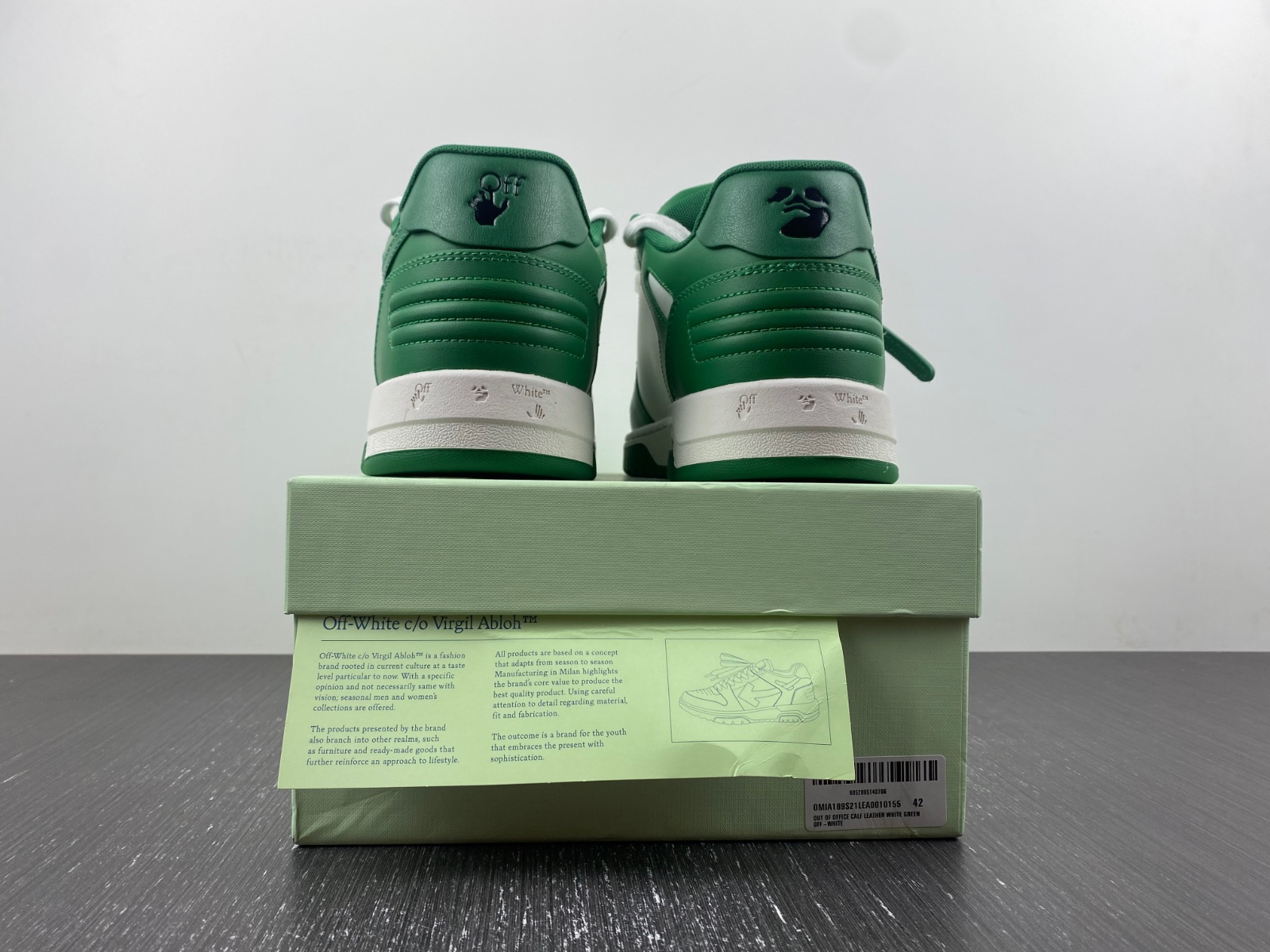 OFF-WHITE Out of Office Low Top Green Dirty White OMIA189R21LEA0010455