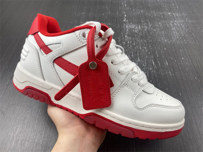 OFF-WHITE Out Of Office "OOO" Low Tops White Red OMIA189S22LEA0010125