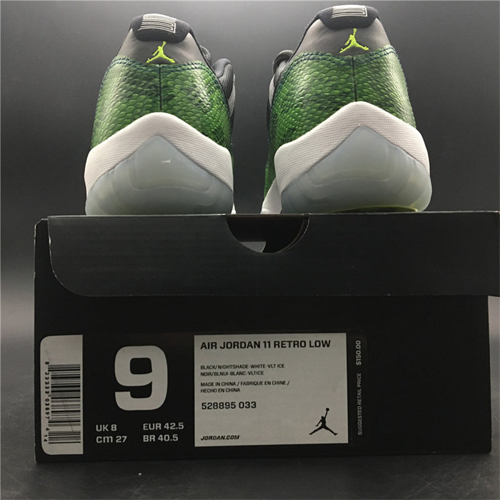 jordan 11 retro low green snakeskin 528895- 033