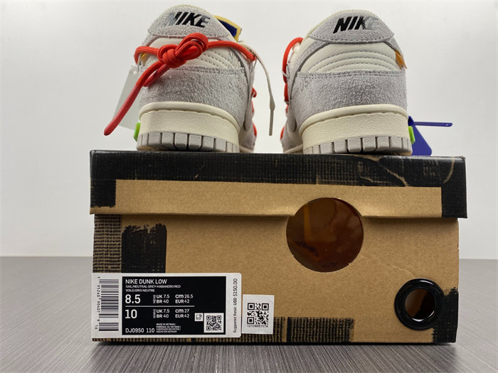 nike dunk low off-white lot 13 dj0950-110