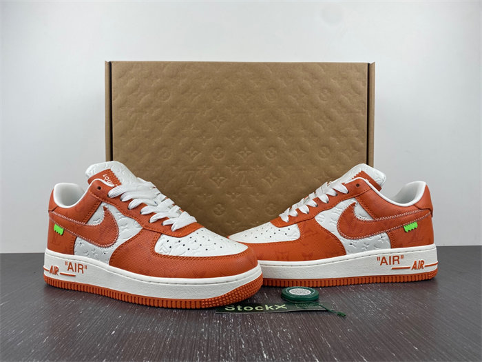 louis vuitton nike air force 1 low by virgil abloh white orange