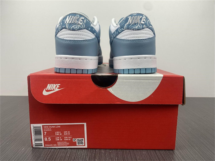 nike dunk low essential paisley pack worn blue dh4401-101