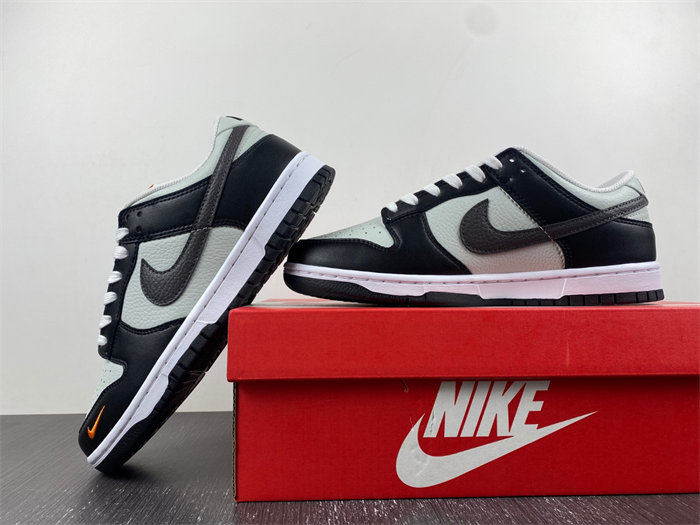 nike dunk low grey black orange mini swoosh fn7808-001