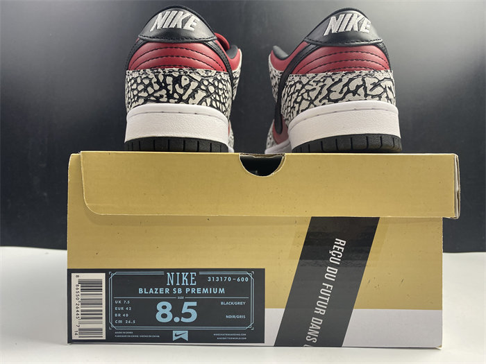 nike dunk sb low supreme red cement 313170-600