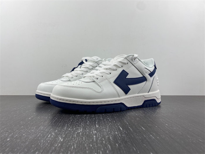 OFF-WHITE Out Of Office OOO Low Tops White White Navy Blue OMIA189F22LEA0010146