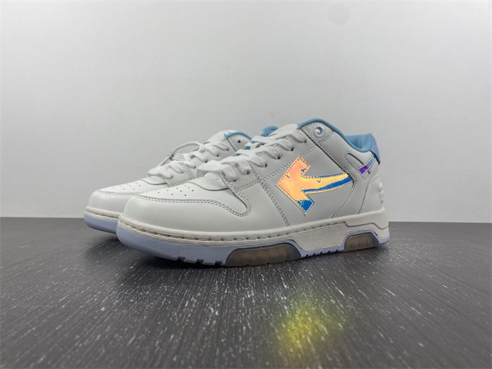 OFF-WHITE Out Of Office OOO Low Tops White Iridescent Blue OMIA189F21LEA0030181
