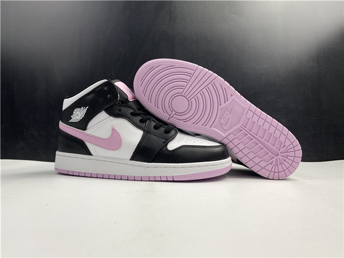 jordan1 mid white black light arctic pink 555112-103