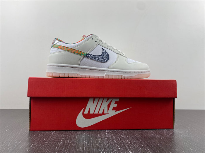 nike dunk low white multi-color paisley (gs) fn8913-141