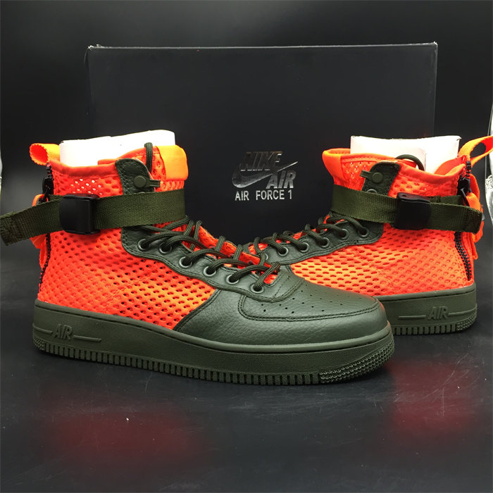 nike sf air force 1 mid cargo khaki total crimson