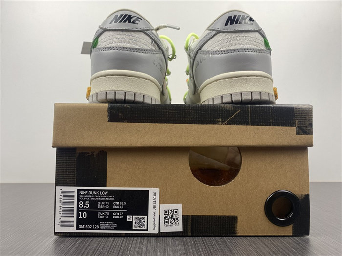 nike dunk low off-white lot 43 dm1602-128