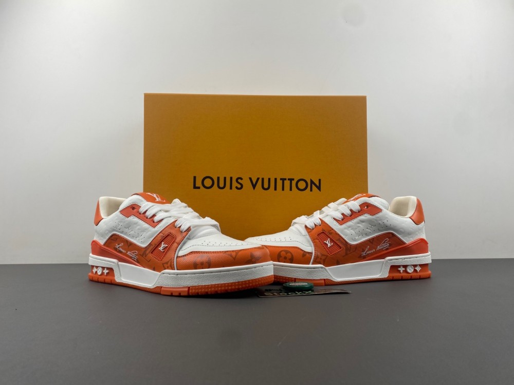 l**is V*t*n orange/white embossed trainer