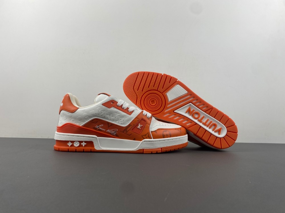 l**is V*t*n orange/white embossed trainer