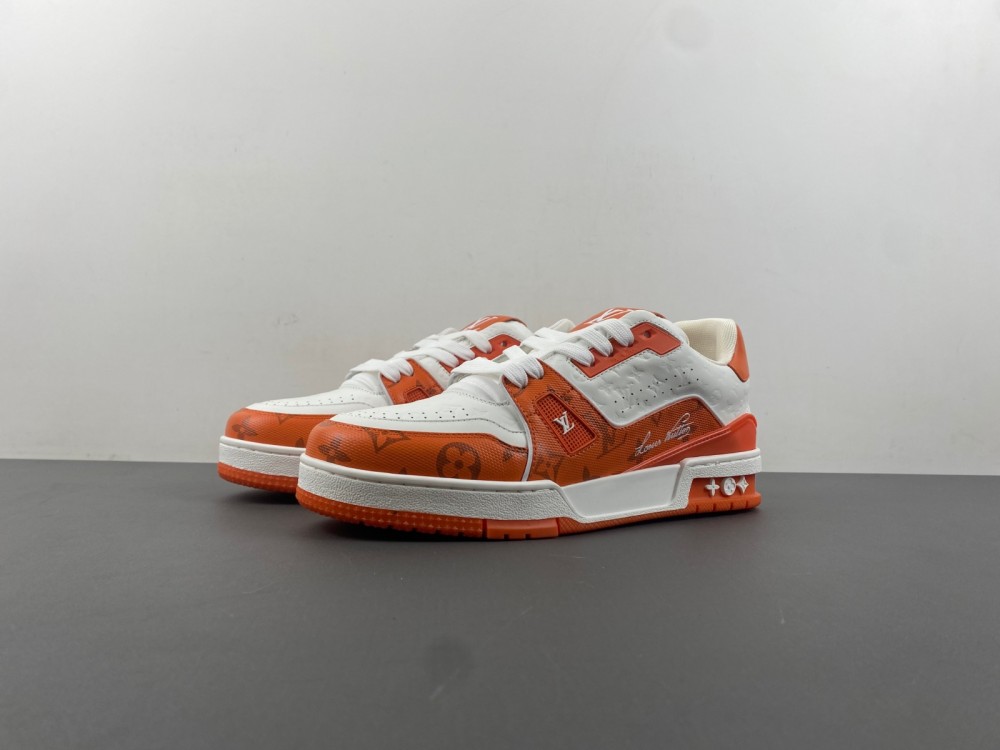 l**is V*t*n orange/white embossed trainer