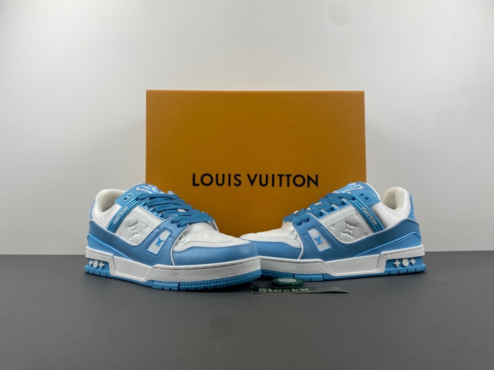 l**is V*t*n blue & white monogram trainers