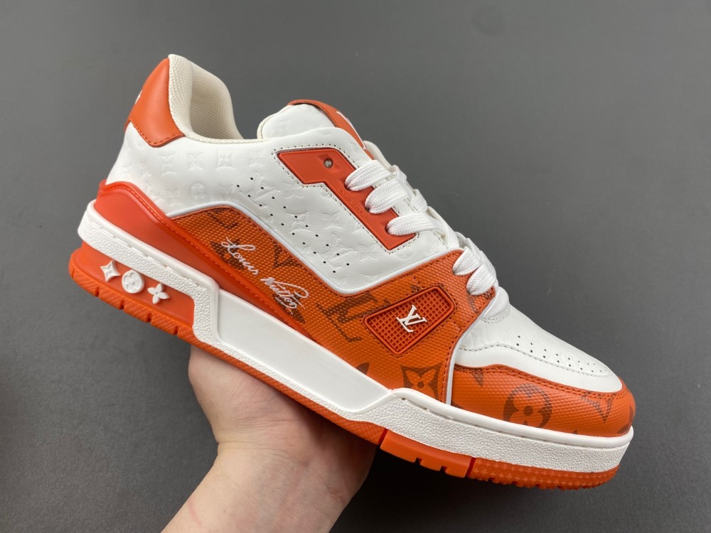 l**is V*t*n orange/white embossed trainer