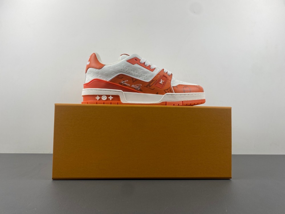 l**is V*t*n orange/white embossed trainer