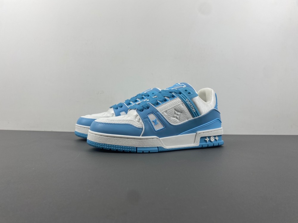 l**is V*t*n blue & white monogram trainers