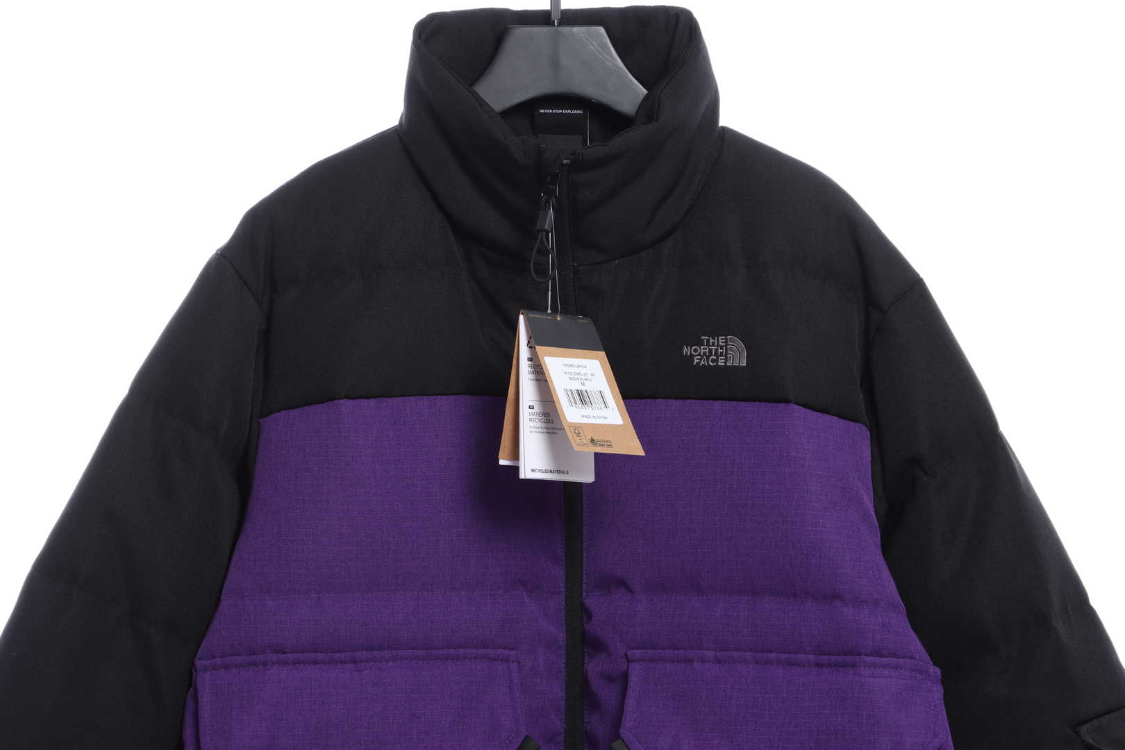 The North Face Splicing Contrast Color Large Pocket Functional Down Jacket