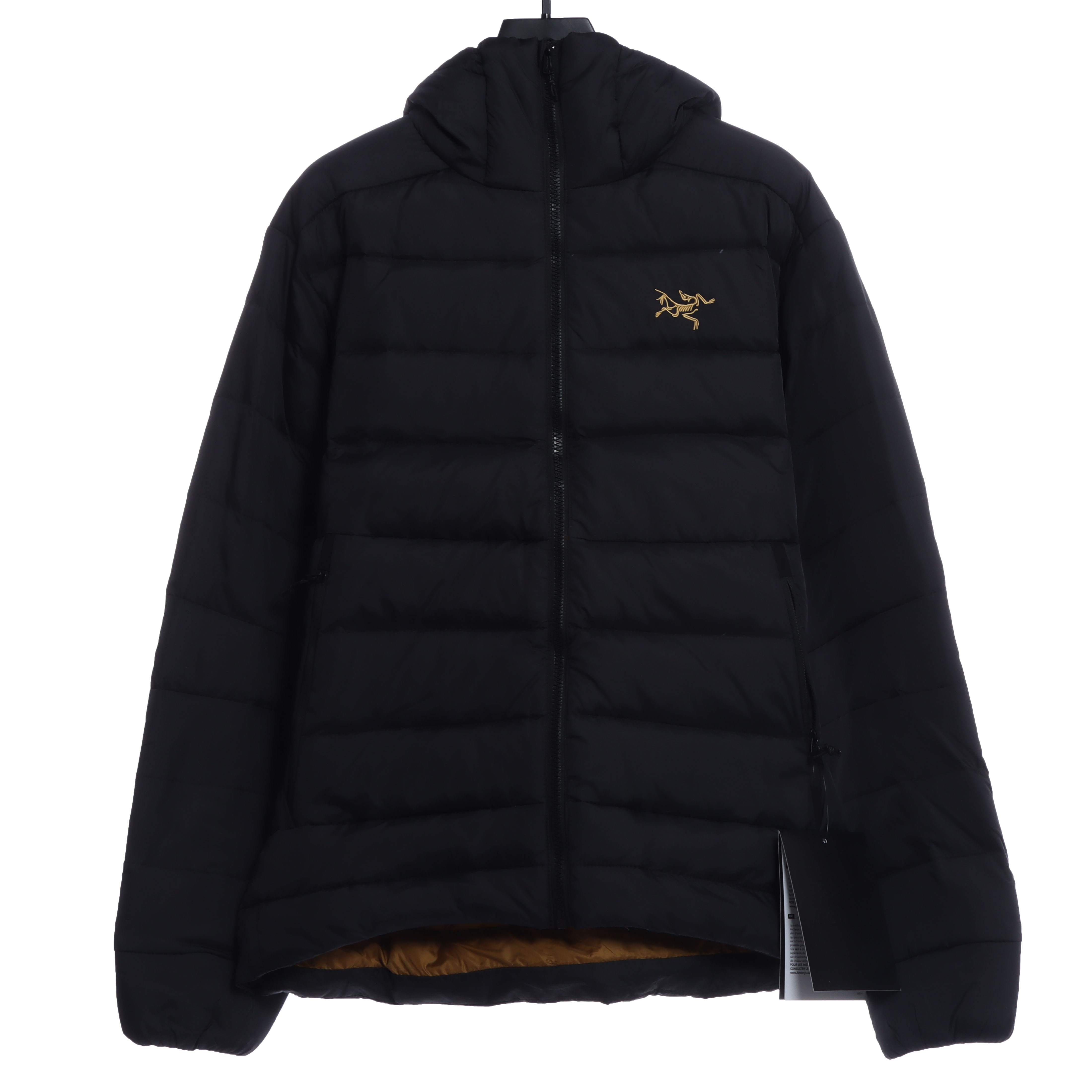 Arct3ryx Th0orium Black Gold Embroidered Logo Down Jacket